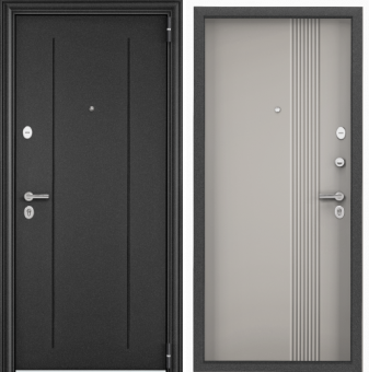 Входная дверь Delta Pro Темно-серый букле графит RGSO / ПВХ Айвори D6-W2